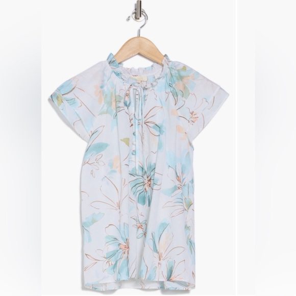 New! Parker Brand from Nordstrom, Floral Ruffle Sleeve Top Women’s Size medium - Picture 2 of 15